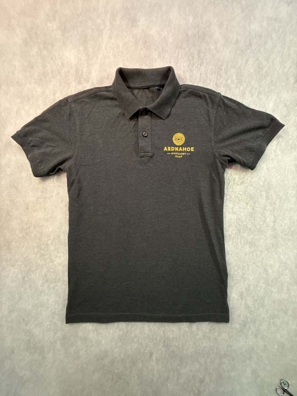 Ardnahoë Distillery Polo Shirt Size S Dark Gray Embroidered Logo